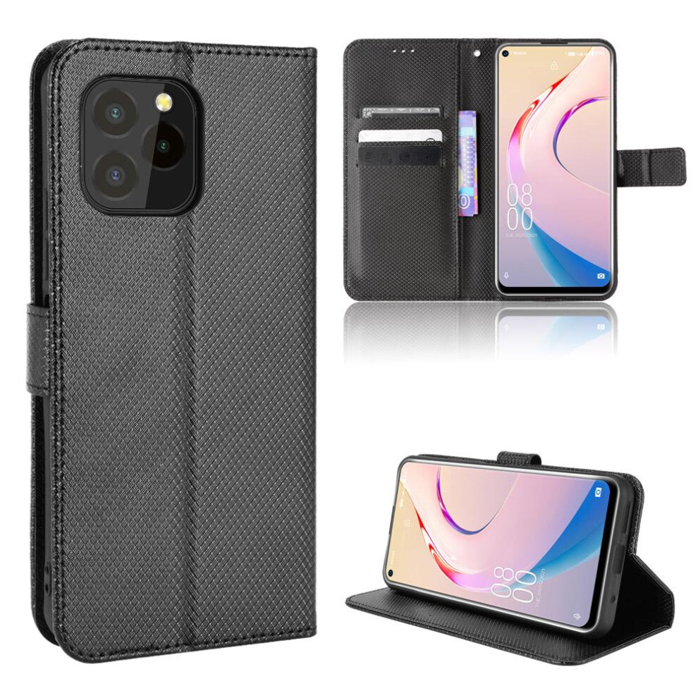 (Black) Case For Oukitel C21 Pro Kickstand Magnetic Wallet Card Holder Cover Black 764563489725