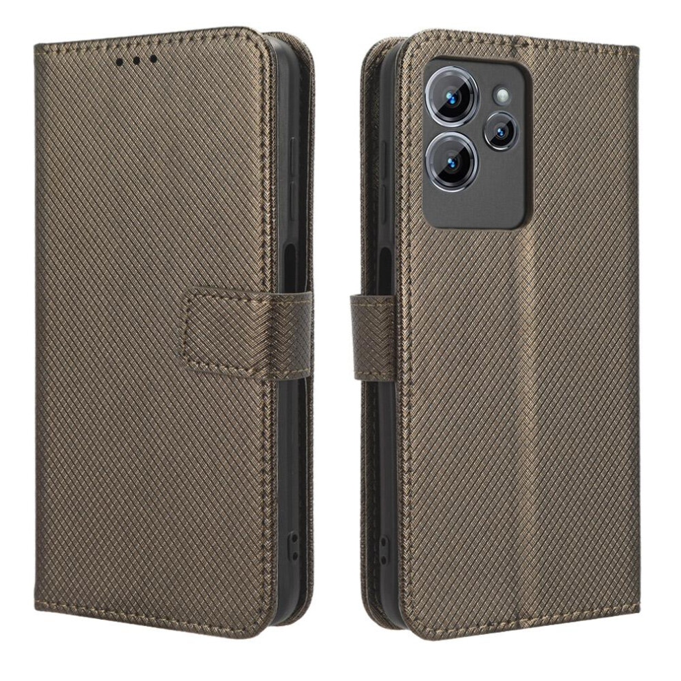(Brown) Case For Oukitel C32 Kickstand Card Holder Cover Magnetic Wallet Brown 764563489763