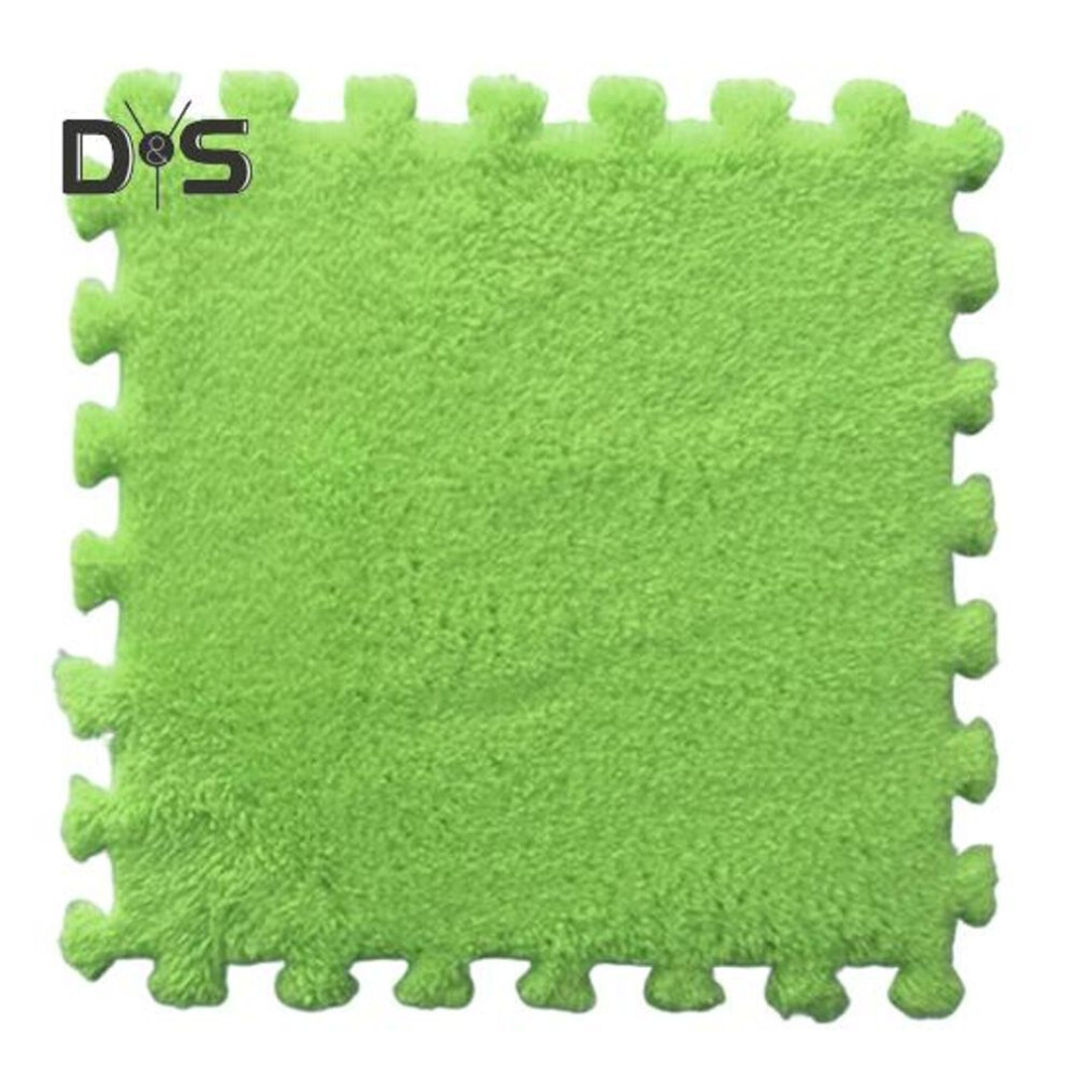 (fluorescent green, 30 cm) Plush Puzzle Carpet Interlocking Floor Mat Diy Non-slip Carpet Tiles Baby Playmat For Living Rooms Bedroom Playroom Children's Rooms