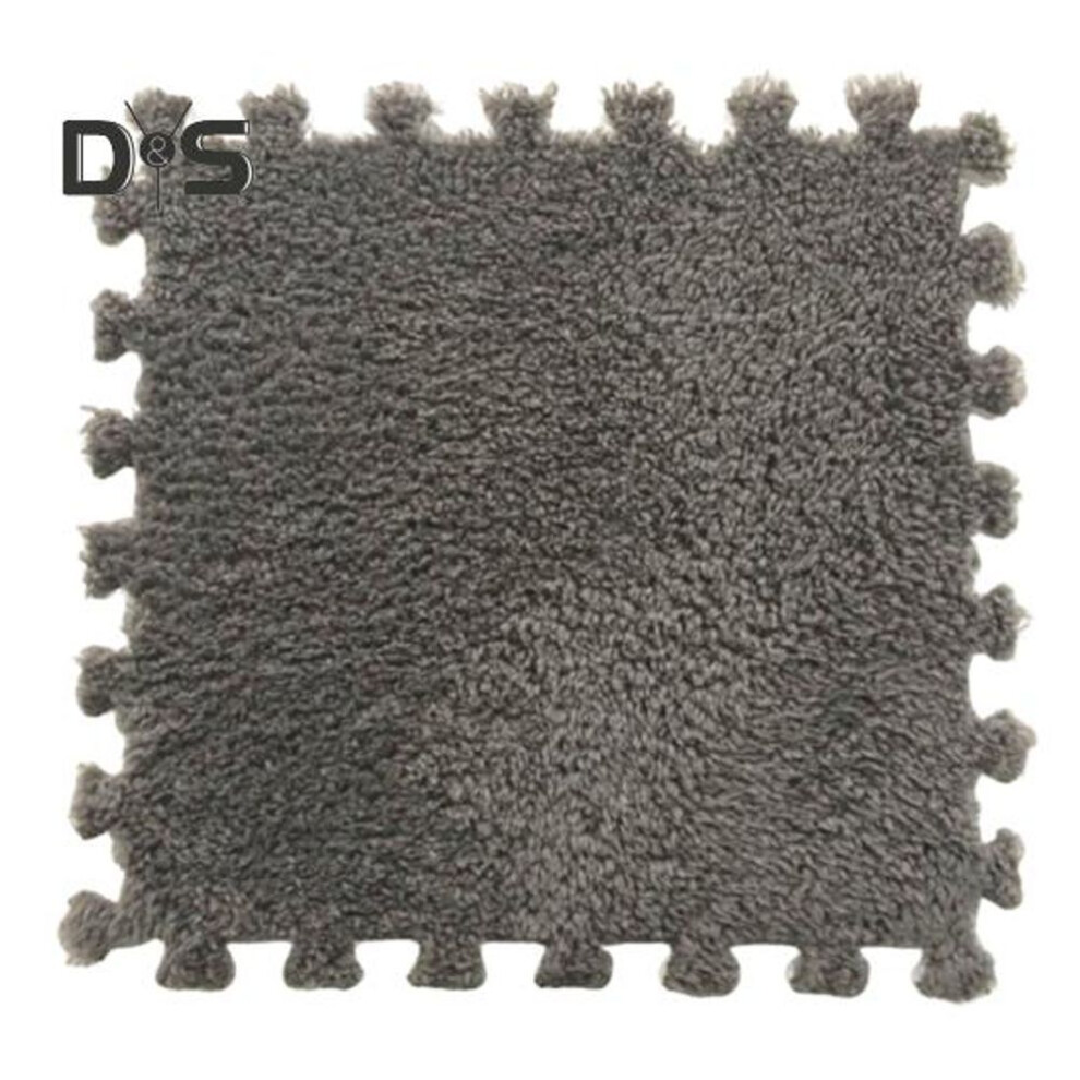 (grey, 30 cm) Plush Puzzle Carpet Interlocking Floor Mat Diy Non-slip Carpet Tiles Baby Playmat For Living Rooms Bedroom Playroom Children's Rooms