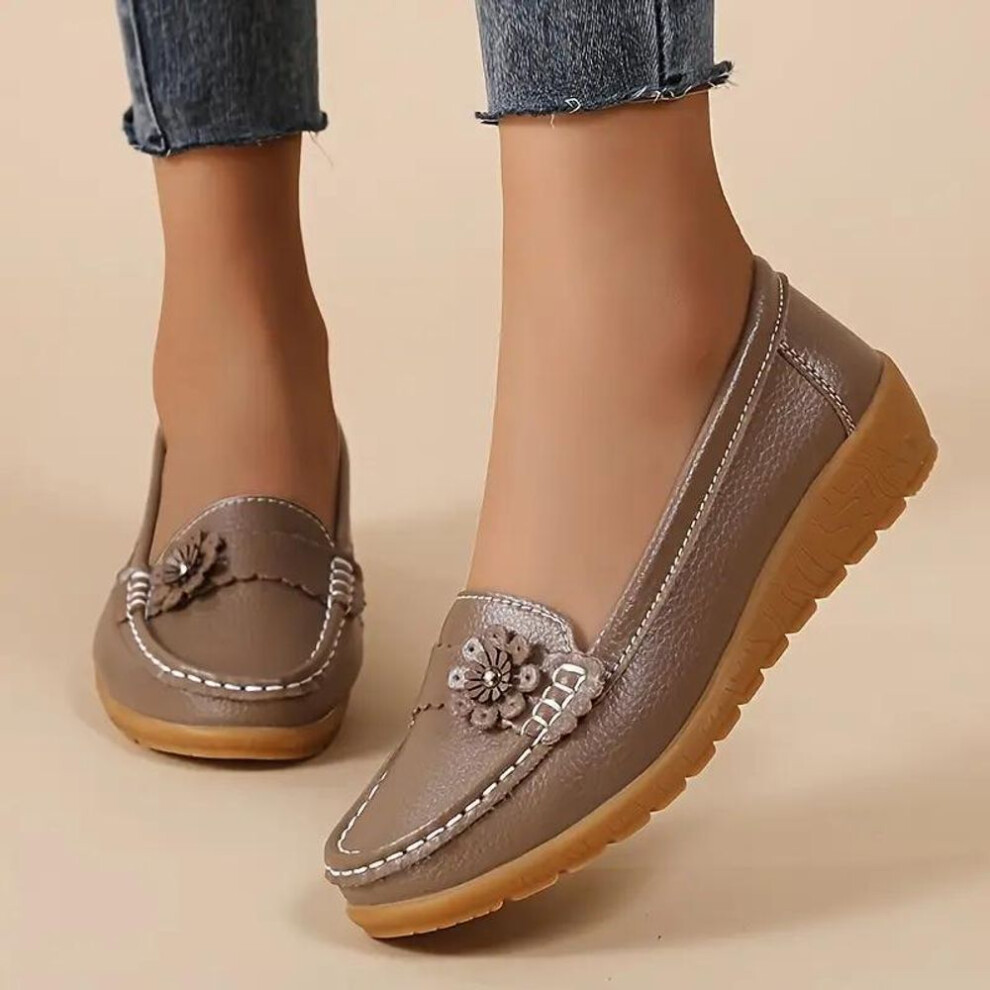 (khaki, 35) Women 'S Casual Shoes Luxury Sneakers Slip Moccasins Wear -Resistant Designer Flat Loafers Women