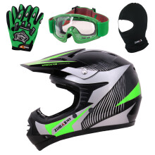 (Green, XS) ZORAX X19 Kids Motorcycle Motorbike Helmet Child Goggles Gloves Balaclava QUAD ATV