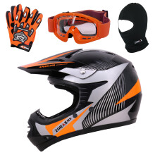 (Orange, M) ZORAX X19 Kids Motorcycle Motorbike Helmet Child Goggles Gloves Balaclava QUAD ATV