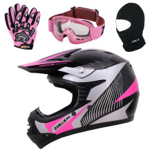 (Pink, M) ZORAX X19 Kids Motorcycle Motorbike Helmet Child Goggles Gloves Balaclava QUAD ATV
