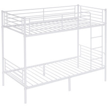 Heavy Duty Metal Twin Over Twin Bunk Bed W/ Ladder & Full-Length Guard Rail