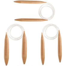 (As show, One size) 3PC Wooden Circular Knitting Needles,15/20/25mm Natural Wood Jumbo Needle compatible with Chunky Yarn Giant Circular Knitting Needle