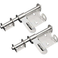 (As show, One size) 2 Pieces Latch Lock, Stainless Steel, Security Door Latches, Slide Bolt Door Latch with Padlock Hole for Gates, Fences