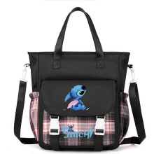 (Checkered Black C) Stitch canvas shoulder crossbody bag