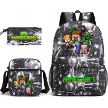 (3_02) Minecraft 3pcs Sets Backpack Mochila Kids Capacity Bags-2