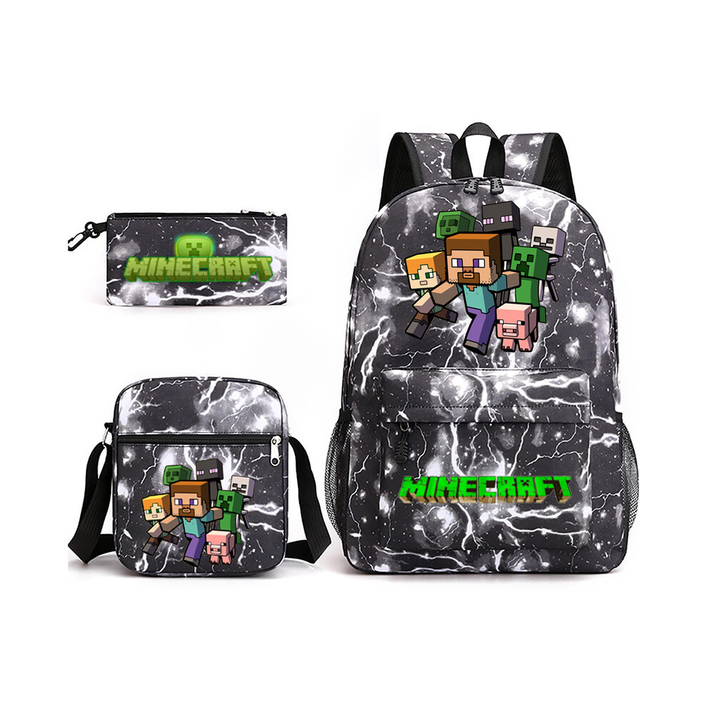 Deyaah (3_02) Minecraft 3Pcs Sets Backpack Mochila Kids Capacity Bags-2