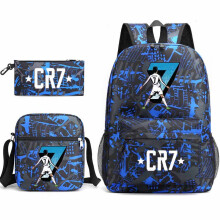 (Suit 3) CR7 Ronaldo 3pcs Sets Backpack Mochila Kids Capacity Bags
