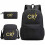 (Black 2) CR7 Ronaldo 3pcs Sets Backpack Mochila Kids Capacity Bags 1