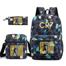 (Diamond blue) CR7 Ronaldo 3pcs Sets Backpack Mochila Kids Capacity Bags-1