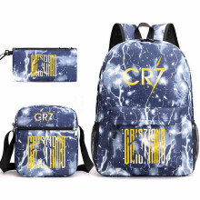 (Lightning Blue) CR7 Ronaldo 3pcs Sets Backpack Mochila Kids Capacity Bags-1