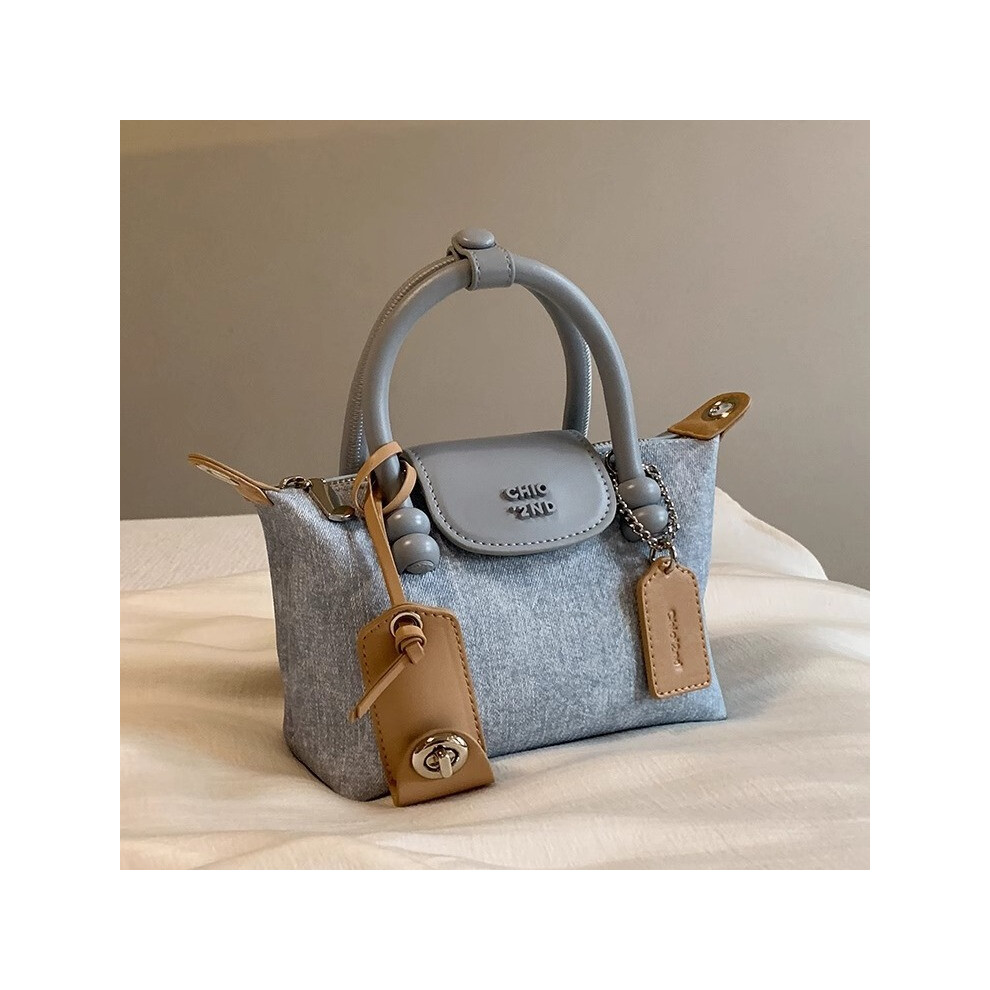 (blue) Platinum Blue Denim Tote Bag New Street Fashion Handbag Crossbody Shoulder Bag