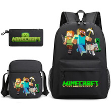 (26) Minecraft 3pcs Sets Backpack Mochila Kids Capacity Bags-1