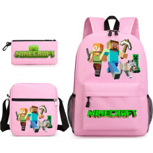 (25) Minecraft 3pcs Sets Backpack Mochila Kids Capacity Bags-1