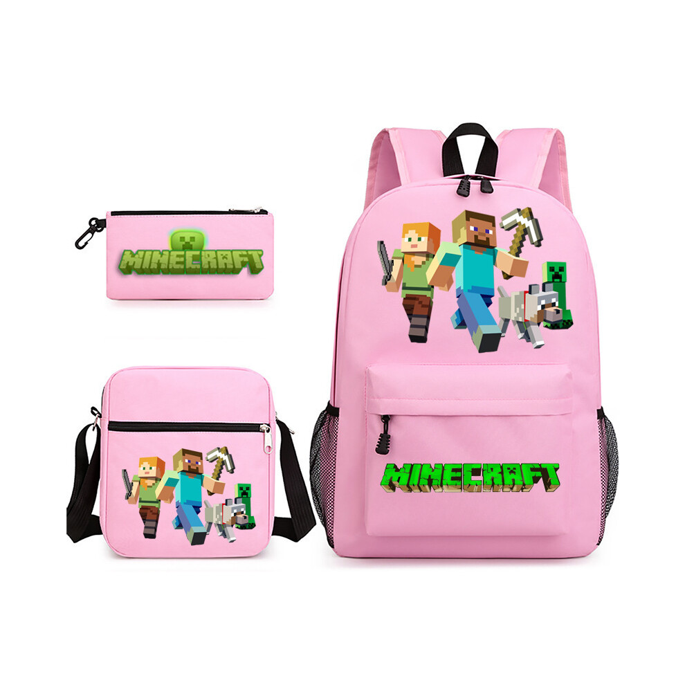Deyaah (25) Minecraft 3Pcs Sets Backpack Mochila Kids Capacity Bags-1
