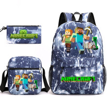 (28) Minecraft 3pcs Sets Backpack Mochila Kids Capacity Bags-1