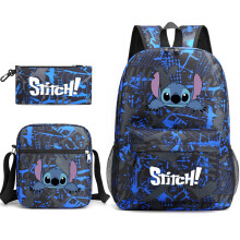 (Orchid 2) Stitch 3pcs Sets Backpack Mochila Kids Capacity Bags