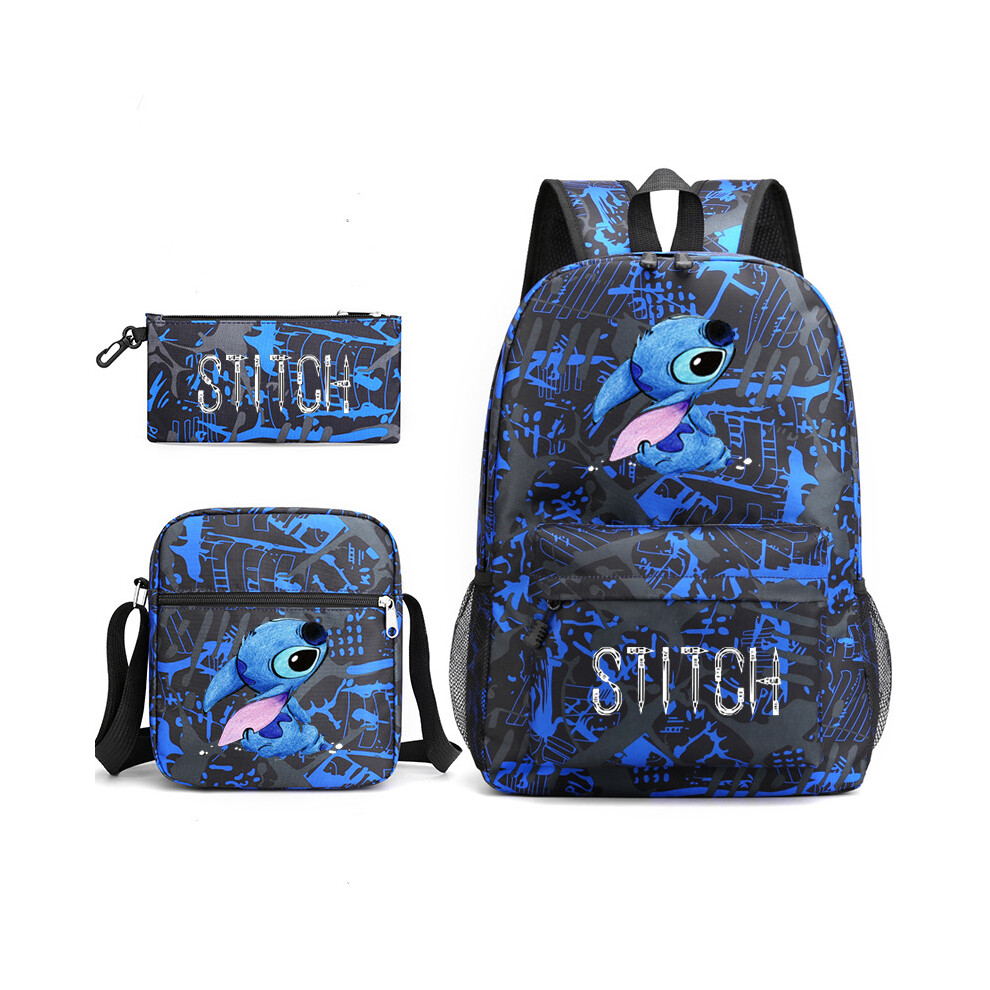 Deyaah (Orchid) Stitch 3Pcs Sets Backpack Mochila Kids Capacity Bags