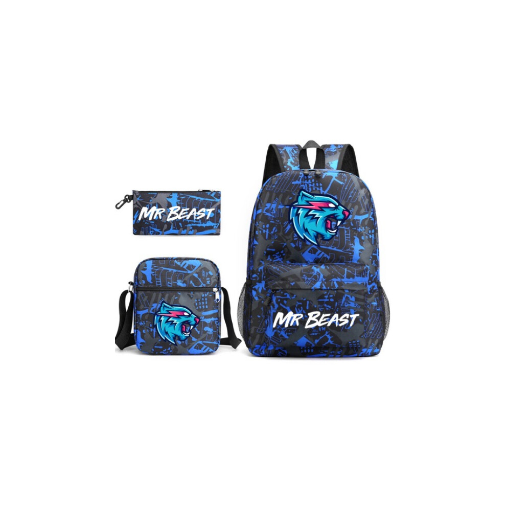 Deyaah (Suit 2) Mr Beast Lightning Cat 3Pcs Sets Backpack Mochila Kids Capacity Bags