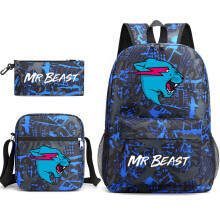 (Color) Mr Beast Lightning Cat 3pcs Sets Backpack Mochila Kids Capacity Bags