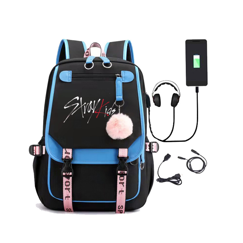 (blue) stray kids Backpack Mochila Kids Capacity Bags
