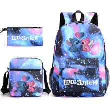 (Starry blue 3) Stitch 3pcs Sets Backpack Mochila Kids Capacity Bags-1