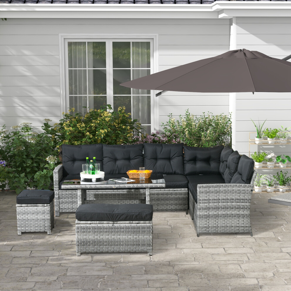 Rackhams Light 5 Pcs Rattan Garden Furniture Set With Stools, Table, Cushion - Image 3