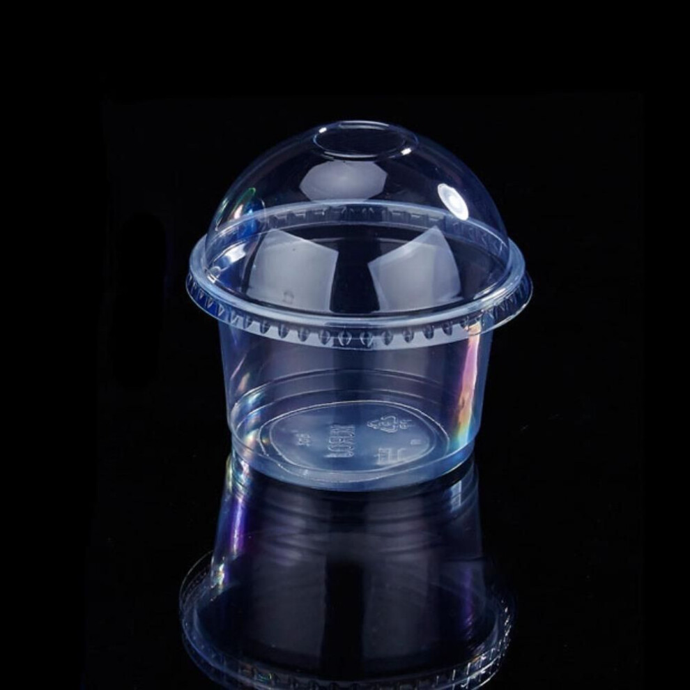 (300ML) 50pcs Transparent Ice Cream Cup Dome Lids Dessert Cups Multifunctional Yogurt Container  Business