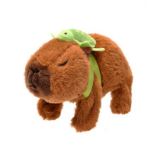 (coffee) Electric Plush Capybara Turtle Toy with Sound Interactive Movable Mouth Kids Walking Animal Plushie Stuffed Doll Toddler Boys Girls Birthday Gift