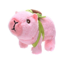 (pink) Electric Plush Capybara Turtle Toy with Sound Interactive Movable Mouth Kids Walking Animal Plushie Stuffed Doll Toddler Boys Girls Birthday Gift