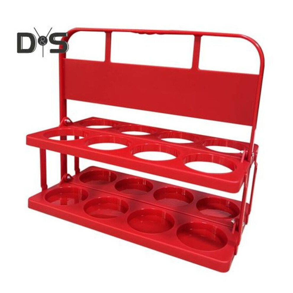 (red) Collapsible Water Bottle Carrier For Athletes Foldable 8-hole Drink Cup Rack Portable Sports Basket Holder For Travel Outdoor Activities