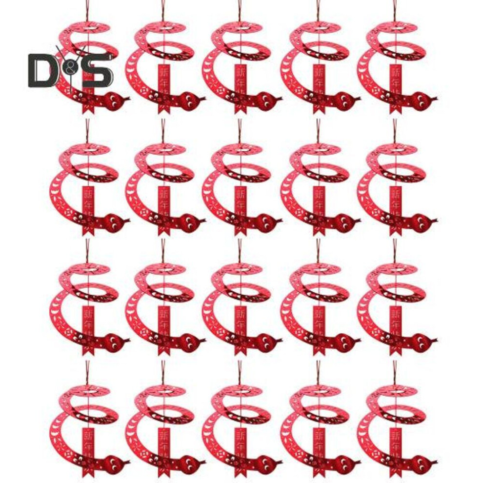 (as the picture, 20PCS) Chinese Zodiac Snake Ornament New Year Hollow Snake Decor Festive Wall Door Hanging Ornament for Home Office Shop