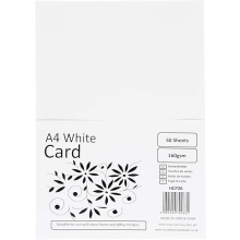 House of Card & Paper A4 160 gsm Card - White (Pack of 50 Sheets)