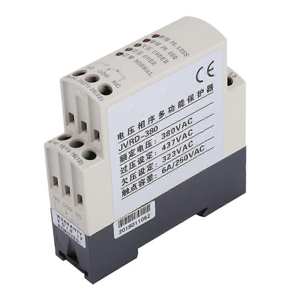 (As Show, One Size) Jvrd-380 Phase Sequence Protection Relay Monitoring Voltage Control Device 380Vac 6909775566190