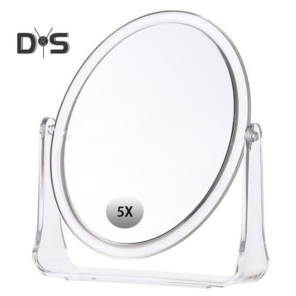 (as the picture, Middle Round) 1/5/7x Magnifying Makeup Mirror Double Sided 360 Degrees Rotatable Portable Men Women Acrylic Round Desktop Magnified Vanity Mirror