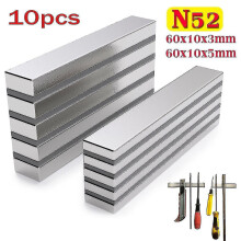 (As show, One size) N52 Strong Neodymium Magnets Rare Earth Lifting Magnets 60x10x3mm,10 Pack-D