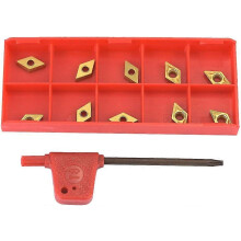 (As show, One size) Carbide Insert Blade - 10pcs DCMT070204 US735 DCMT21.51 CNC Coated Carbide Insert Blade Lathe Turning Tool with Wrench