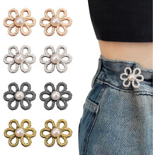 8 Set Pant Waist Tightener Flower Buttons Pins For Loose Jeans, 2025 New Adjustable Waist Buckle Extender Set Pants Clips
