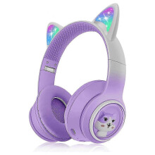 (As show, One size) Children's Bluetooth Headphones, Foldable Wireless Headphones with LED Light, Cat Ears Game Headset