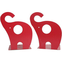 (As show, One size) Non-Slip Elephant Pattern Children's Metal Bookend Decoration red