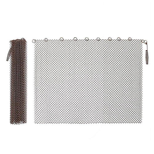 (As show, One size) Fireplace Mesh Screen Curtain,2 Packs Spark Guard Mesh Metal Fire Screen Panel with Pulls compatible with Home 2