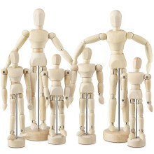 (As show, One size) 6 Pcs Artist Mannequin Model Wooden Manikin Drawing Moveable Figure Model with Stand Flexible Jointed Mannequin