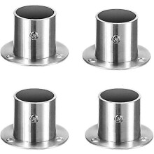(As show, One size) 4 Pieces Curtain Rod Holder, Round Closet Tube Holders Stainless Steel Curtain Hanger Wall Rail Holder Closet Pole Holds