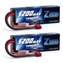 2 Units Zeee Lipo Battery 2S 7.4V 100C 5200mAh with Deans Connector for RC Car Truck Vehicle Buggy Losi RC Racing Models Parts