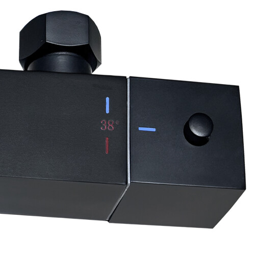 Shower Square Thermostatic Mixer Exposed Valve Head Matte Black 2