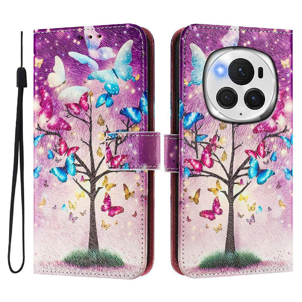 (C2) Compatible With Honor Magic 6 Pro 5G Case Pu Leather With Credit Slot Pattern Flip Cover Wallet 764563490035