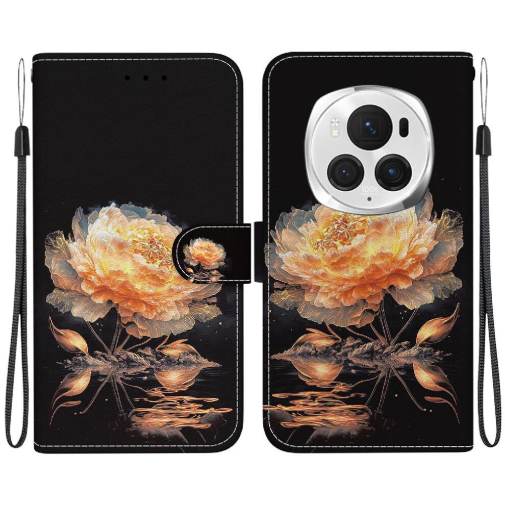 (C2) Case For Honor Magic 6 Pro Butterfly Flower Painted Magnetic Closure Card Slots Pu Leather Wallet 764563491520